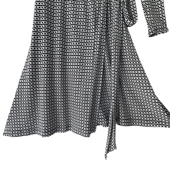 BANANA REPUBLIC | NWOT LONG SLEEVE WRAP DRESS NAVY BLUE & WHITE CHAIN LINK | XS - Picture 8 of 12